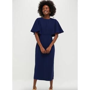 Pomander Place Blue Sheath Midi Dress with Flutter Sleeves
